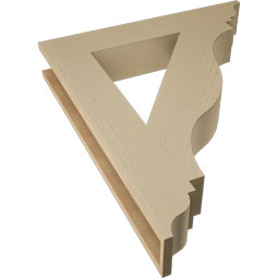 Ekena Millwork - BKTUR055X32X38FST01RCPR - Timberthane Faux Wood Funston Style Bracket, Traditional Ends, 5 1/2"W x 32"D x 38"H, Primed Tan