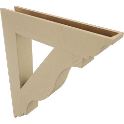 Ekena Millwork - BKTUR055X32X40FST01RCPR - Timberthane Faux Wood Funston Style Bracket, Traditional Ends, 5 1/2"W x 32"D x 40"H, Primed Tan