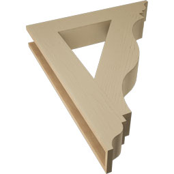 Ekena Millwork - BKTUR055X32X40FST01RCPR - Timberthane Faux Wood Funston Style Bracket, Traditional Ends, 5 1/2"W x 32"D x 40"H, Primed Tan