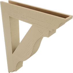 Ekena Millwork - BKTUR055X32X44FST01RCPR - Timberthane Faux Wood Funston Style Bracket, Traditional Ends, 5 1/2"W x 32"D x 44"H, Primed Tan
