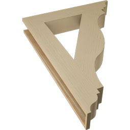 Ekena Millwork - BKTUR055X32X44FST01RCPR - Timberthane Faux Wood Funston Style Bracket, Traditional Ends, 5 1/2"W x 32"D x 44"H, Primed Tan
