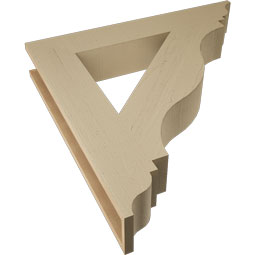 Ekena Millwork - BKTUR055X34X34FST01RCPR - Timberthane Faux Wood Funston Style Bracket, Traditional Ends, 5 1/2"W x 34"D x 34"H, Primed Tan