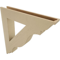 Ekena Millwork - BKTUR055X34X38FST01RCPR - Timberthane Faux Wood Funston Style Bracket, Traditional Ends, 5 1/2"W x 34"D x 38"H, Primed Tan