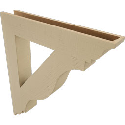 Ekena Millwork - BKTUR055X34X40FST01RCPR - Timberthane Faux Wood Funston Style Bracket, Traditional Ends, 5 1/2"W x 34"D x 40"H, Primed Tan