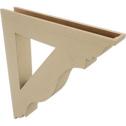 Ekena Millwork - BKTUR055X34X42FST01RCPR - Timberthane Faux Wood Funston Style Bracket, Traditional Ends, 5 1/2"W x 34"D x 42"H, Primed Tan