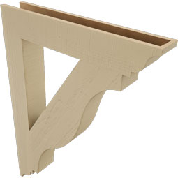 Ekena Millwork - BKTUR055X34X46FST01RCPR - Timberthane Faux Wood Funston Style Bracket, Traditional Ends, 5 1/2"W x 34"D x 46"H, Primed Tan