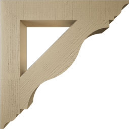 Ekena Millwork - BKTUR055X36X36FST01RCPR - Timberthane Faux Wood Funston Style Bracket, Traditional Ends, 5 1/2"W x 36"D x 36"H, Primed Tan