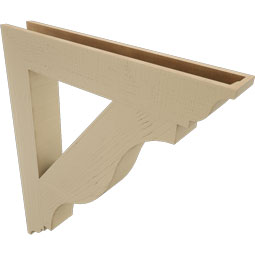 Ekena Millwork - BKTUR055X36X42FST01RCPR - Timberthane Faux Wood Funston Style Bracket, Traditional Ends, 5 1/2"W x 36"D x 42"H, Primed Tan
