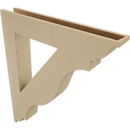 Ekena Millwork - BKTUR055X36X44FST01RCPR - Timberthane Faux Wood Funston Style Bracket, Traditional Ends, 5 1/2"W x 36"D x 44"H, Primed Tan