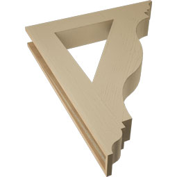 Ekena Millwork - BKTUR055X36X44FST01RCPR - Timberthane Faux Wood Funston Style Bracket, Traditional Ends, 5 1/2"W x 36"D x 44"H, Primed Tan