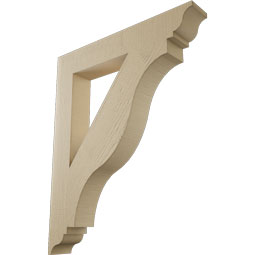 Ekena Millwork - BKTUR055X36X44FST01RCPR - Timberthane Faux Wood Funston Style Bracket, Traditional Ends, 5 1/2"W x 36"D x 44"H, Primed Tan