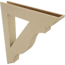 Ekena Millwork - BKTUR055X36X48FST01RCPR - Timberthane Faux Wood Funston Style Bracket, Traditional Ends, 5 1/2"W x 36"D x 48"H, Primed Tan