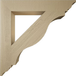 Ekena Millwork - BKTUR055X38X38FST01RCPR - Timberthane Faux Wood Funston Style Bracket, Traditional Ends, 5 1/2"W x 38"D x 38"H, Primed Tan