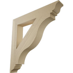Ekena Millwork - BKTUR055X38X38FST01RCPR - Timberthane Faux Wood Funston Style Bracket, Traditional Ends, 5 1/2"W x 38"D x 38"H, Primed Tan