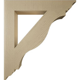 Ekena Millwork - BKTUR055X38X42FST01RCPR - Timberthane Faux Wood Funston Style Bracket, Traditional Ends, 5 1/2"W x 38"D x 42"H, Primed Tan