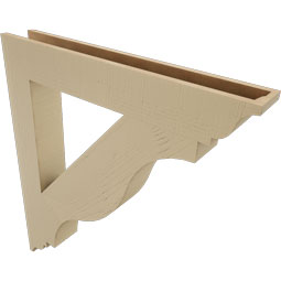 Ekena Millwork - BKTUR055X38X42FST01RCPR - Timberthane Faux Wood Funston Style Bracket, Traditional Ends, 5 1/2"W x 38"D x 42"H, Primed Tan