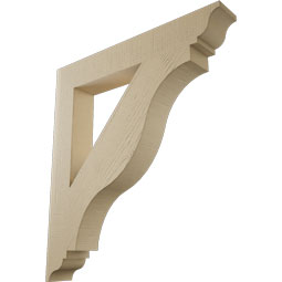 Ekena Millwork - BKTUR055X38X42FST01RCPR - Timberthane Faux Wood Funston Style Bracket, Traditional Ends, 5 1/2"W x 38"D x 42"H, Primed Tan