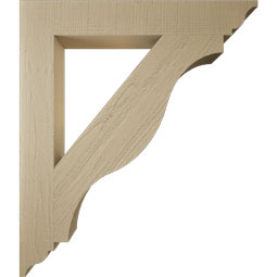 Ekena Millwork - BKTUR055X38X44FST01RCPR - Timberthane Faux Wood Funston Style Bracket, Traditional Ends, 5 1/2"W x 38"D x 44"H, Primed Tan