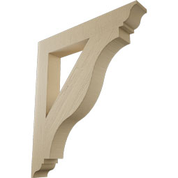 Ekena Millwork - BKTUR055X38X44FST01RCPR - Timberthane Faux Wood Funston Style Bracket, Traditional Ends, 5 1/2"W x 38"D x 44"H, Primed Tan