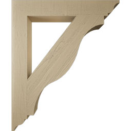 Ekena Millwork - BKTUR055X38X46FST01RCPR - Timberthane Faux Wood Funston Style Bracket, Traditional Ends, 5 1/2"W x 38"D x 46"H, Primed Tan
