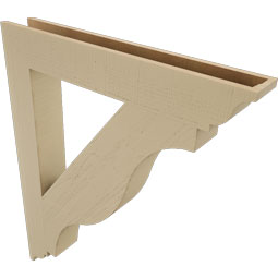 Ekena Millwork - BKTUR055X38X46FST01RCPR - Timberthane Faux Wood Funston Style Bracket, Traditional Ends, 5 1/2"W x 38"D x 46"H, Primed Tan