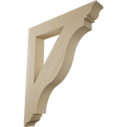 Ekena Millwork - BKTUR055X38X46FST01RCPR - Timberthane Faux Wood Funston Style Bracket, Traditional Ends, 5 1/2"W x 38"D x 46"H, Primed Tan