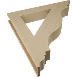 Ekena Millwork - BKTUR055X40X40FST01RCPR - Timberthane Faux Wood Funston Style Bracket, Traditional Ends, 5 1/2"W x 40"D x 40"H, Primed Tan