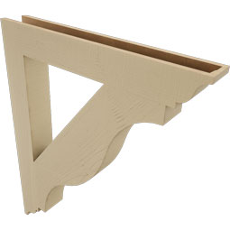 Ekena Millwork - BKTUR055X40X48FST01RCPR - Timberthane Faux Wood Funston Style Bracket, Traditional Ends, 5 1/2"W x 40"D x 48"H, Primed Tan