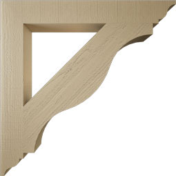 Ekena Millwork - BKTUR055X42X42FST01RCPR - Timberthane Faux Wood Funston Style Bracket, Traditional Ends, 5 1/2"W x 42"D x 42"H, Primed Tan