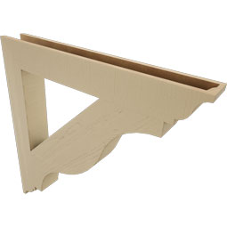 Ekena Millwork - BKTUR055X42X42FST01RCPR - Timberthane Faux Wood Funston Style Bracket, Traditional Ends, 5 1/2"W x 42"D x 42"H, Primed Tan