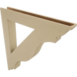 Ekena Millwork - BKTUR055X42X48FST01RCPR - Timberthane Faux Wood Funston Style Bracket, Traditional Ends, 5 1/2"W x 42"D x 48"H, Primed Tan