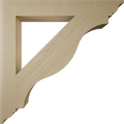 Ekena Millwork - BKTUR055X44X44FST01RCPR - Timberthane Faux Wood Funston Style Bracket, Traditional Ends, 5 1/2"W x 44"D x 44"H, Primed Tan
