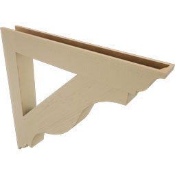 Ekena Millwork - BKTUR055X44X44FST01RCPR - Timberthane Faux Wood Funston Style Bracket, Traditional Ends, 5 1/2"W x 44"D x 44"H, Primed Tan