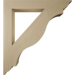 Ekena Millwork - BKTUR055X44X48FST01RCPR - Timberthane Faux Wood Funston Style Bracket, Traditional Ends, 5 1/2"W x 44"D x 48"H, Primed Tan