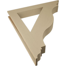 Ekena Millwork - BKTUR055X44X48FST01RCPR - Timberthane Faux Wood Funston Style Bracket, Traditional Ends, 5 1/2"W x 44"D x 48"H, Primed Tan