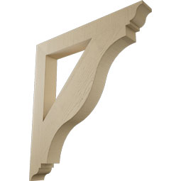 Ekena Millwork - BKTUR055X44X48FST01RCPR - Timberthane Faux Wood Funston Style Bracket, Traditional Ends, 5 1/2"W x 44"D x 48"H, Primed Tan