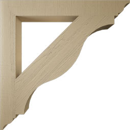 Ekena Millwork - BKTUR055X46X46FST01RCPR - Timberthane Faux Wood Funston Style Bracket, Traditional Ends, 5 1/2"W x 46"D x 46"H, Primed Tan