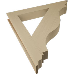 Ekena Millwork - BKTUR055X46X46FST01RCPR - Timberthane Faux Wood Funston Style Bracket, Traditional Ends, 5 1/2"W x 46"D x 46"H, Primed Tan