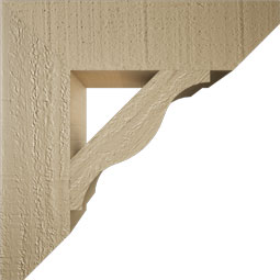 Ekena Millwork - BKTUR035X14X14FST06RCPR - Timberthane Faux Wood Funston Style Bracket, Slat Ends, 3 1/2"W x 14"D x 14"H, Primed Tan