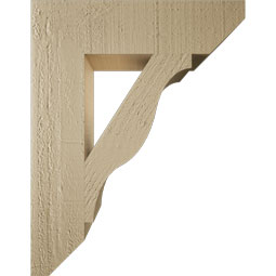 Ekena Millwork - BKTUR035X14X18FST06RCPR - Timberthane Faux Wood Funston Style Bracket, Slat Ends, 3 1/2"W x 14"D x 18"H, Primed Tan