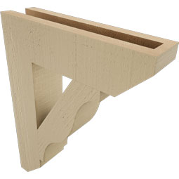 Ekena Millwork - BKTUR035X14X18FST06RCPR - Timberthane Faux Wood Funston Style Bracket, Slat Ends, 3 1/2"W x 14"D x 18"H, Primed Tan