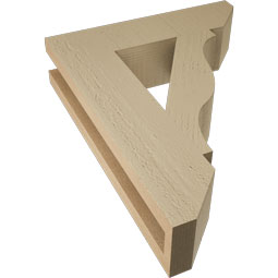 Ekena Millwork - BKTUR035X14X18FST06RCPR - Timberthane Faux Wood Funston Style Bracket, Slat Ends, 3 1/2"W x 14"D x 18"H, Primed Tan