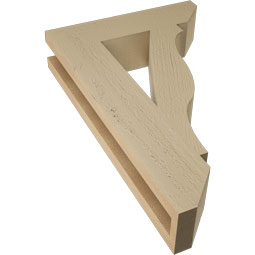 Ekena Millwork - BKTUR035X14X22FST06RCPR - Timberthane Faux Wood Funston Style Bracket, Slat Ends, 3 1/2"W x 14"D x 22"H, Primed Tan