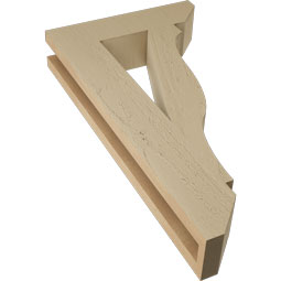 Ekena Millwork - BKTUR035X14X26FST06RCPR - Timberthane Faux Wood Funston Style Bracket, Slat Ends, 3 1/2"W x 14"D x 26"H, Primed Tan