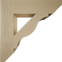 Ekena Millwork - BKTUR035X16X16FST06RCPR - Timberthane Faux Wood Funston Style Bracket, Slat Ends, 3 1/2"W x 16"D x 16"H, Primed Tan