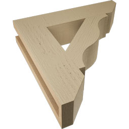 Ekena Millwork - BKTUR035X16X16FST06RCPR - Timberthane Faux Wood Funston Style Bracket, Slat Ends, 3 1/2"W x 16"D x 16"H, Primed Tan