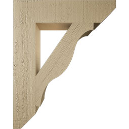 Ekena Millwork - BKTUR035X16X20FST06RCPR - Timberthane Faux Wood Funston Style Bracket, Slat Ends, 3 1/2"W x 16"D x 20"H, Primed Tan