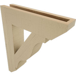 Ekena Millwork - BKTUR035X16X20FST06RCPR - Timberthane Faux Wood Funston Style Bracket, Slat Ends, 3 1/2"W x 16"D x 20"H, Primed Tan