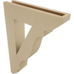 Ekena Millwork - BKTUR035X16X24FST06RCPR - Timberthane Faux Wood Funston Style Bracket, Slat Ends, 3 1/2"W x 16"D x 24"H, Primed Tan