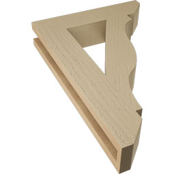 Ekena Millwork - BKTUR035X16X24FST06RCPR - Timberthane Faux Wood Funston Style Bracket, Slat Ends, 3 1/2"W x 16"D x 24"H, Primed Tan